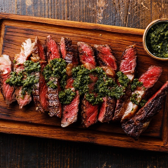 Ribeye with Chimi Churri served with Italian Pasta